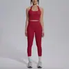 Novo Conjunto de Roupa de Yoga Estilo Transfronteiriço, Sensação de Pele Nu, Ajustado ao Corpo, com Lindo Design nas Costas, Calça Longa de Cintura Alta Levanta Bumbum, Secagem Rápida para Corrida e Fitness