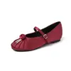 Zapatos Mary Jane de Moda Versátiles 2026 Nuevos Primavera y Otoño Retro Francés Moño Correa Única Planos para Commuter para Mujer