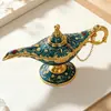 Lámpara Mágica de Aladdín Lata Vintage Artesanía Europea Aleación Lámpara de Deseos Rusa Creativa Decoración Metálica para el Hogar
