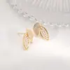 Pendientes de Perla con Hoja Plata de Ley 925 con Aguja Moda Lujo Accesible Pendientes de Circonita Micropavimentada Pendientes Versátiles de Gama Alta Hojas