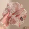 Elástico de Cabelo de Renda Estilo Coreano para Rabo de Cavalo, Scrunchie Grande, Elástico para Coque, Acessório de Cabelo de Luxo para Meninas