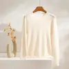 Tricô Fino de Lã Fina para Primavera e Verão, Novo Estilo, Gola Redonda, Amigo da Pele, Versátil, Manga Longa, Camisa Base Clássica para o Dia a Dia