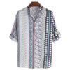 Comércio Exterior Transfronteiriço Cardigã Longo Masculino com Estampa Digital 3D Outono e Primavera Novo Manga Longa Tamanho Plus Size Camisa Solta Masculina