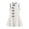 Z Estilo Europeu Transfronteiriço 2026 Nova Moda Elegante Roupas Femininas Atacado Vestido Curto Slim com Laço e Fivela de Nó 5029274