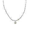 Estilo Coreano Plata de Ley S925 Nudo de Bambú Hecho a Mano Corazón de Moda Pulsera Collar de Perlas Joyería Estilo Coreano Estilo Ins