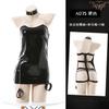 Ropa Interior Sexy de Noche Reina Tracción Uniforme Tienda Nocturna Falda de Cuero Brillante Cuero Patentado PU Una Pieza Grillete Traje Pasión Rocío