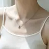 Collar pequeño de luna de plata de ley s925, estilo coreano, diseño moderno y simple, cadena corta para la clavícula para mujer