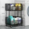 Estantería de almacenamiento con ruedas, estantería de almacenamiento de pie junto a la lavadora, estantería móvil de múltiples niveles para almacenamiento y organización de baño y cocina