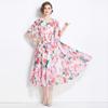 Saia Tencel Elegante e Suave, Vestido Estampado Drapeado Plus Size, Vestido Solto