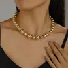 Cadena de Clavícula con Cuentas de Color Contrastante Punk Exagerado Transfronterizo Europeo y Americano Collar Geométrico de Bola Personalizado Femenino de Nicho