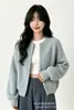 Nuevo cárdigan de punto holgado de cuello redondo con doble cremallera para otoño/invierno, estilo coreano y japonés, para mujer, chaqueta suéter corta, top casual versátil