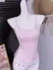 Camisola Rosa Blush para Mujer Primavera 2026 Estilo Delgado con Almohadillas en el Pecho Ajuste Ceñido Top con Sujetador Cómodo Incorporado Ropa Interior Integrada