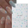 Pegatinas Transfronterizas para Uñas Nuevas Ins Primavera y Verano Flores Pequeñas Azules y Blancas Frescas con Estambres Dorados Pegatinas Adhesivas para Uñas