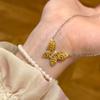 Collar de Jardín de Mariposas Atrapadoras de Oro de Lujo Ligero para Combinar con Todo, Pulsera de Mariposa Super de Hada, Aretes de Diamante Amarillo, Tesoro Colorido, Brillante Traje de Mariposa