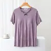 Pijama corto de manga corta para mujer con almohadilla en el pecho, nuevo para verano, ropa de casa, camiseta fina con almohadilla en el pecho, top con orejas de madera