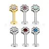 Jiangtai F136 Joyería de Aleación de Titanio Forma de Flor Cruz Incrustada de Circonita Transfronteriza G23 Joyería para Piercings Corporales de Aleación de Titanio Pendientes
