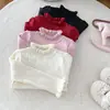 Suéter fofo de gola alta para meninas, nova coleção outono/inverno 2026, suéter de tricô liso para bebês meninas, camada interna infantil, zdm6592