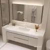 Bacia integrada Kanali skin-touch para banheiros residenciais e de hotel, gabinete de banheiro inteligente de luxo leve estilo creme