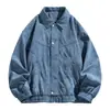 Chaqueta de Pana para Hombre Estilo Primavera y Otoño Solapa Holgada Casual Abrigo Estilo Ropa de Trabajo Versátil Chaqueta de Moda