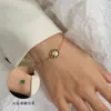 Marca francesa zircon redonda marca pingente colar feminino titânio aço 18k ouro esmeralda acrílico colar pulseira conjunto