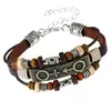 Pulseras de Cuero Tejidas a Mano con Cuentas Punk Europeas y Americanas, Pulseras de Cuero Vintage de Aleación para Parejas, Joyería, Suministro para Comercio Electrónico Transfronterizo