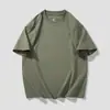 Camiseta Masculina de Algodão Puro Simples de Manga Curta Verão Solta Tendência Marca Tamanho Grande Meia Manga Meninos Tendência Versátil Cor Sólida Camiseta Tendência
