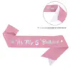 Moda Europea y Americana Niños Tela Rosa con Purpurina Correas para el Hombro Correas de Hombro con Palabras de Colores Decoración de Cinturón para Fiesta de Cumpleaños de Niñas