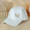 Boné de Baseball de Metal com Strass Dourado Algodão de Seda Vazado Protetor Solar Aba Estilo Primavera e Verão Aba Versátil