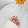 Marka estilo francês luz luxo nicho design imitação Pearl Ring titânio aço chapeado 18K ouro Internet celebridade empilhado anel de comida para as mulheres