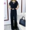 9612 Da Ai Mei Yi Yuan 2026 Verão Novo Conjunto de Duas Peças da Moda com Tops Elaborados e Calças Wide Leg de Cintura Alta para Mulheres Moda Tendência