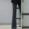 Jeans de Borde de Lana Micro-Lar para Mujer Otoño e Invierno Forrados de Polar Chica Gordita Cintura Alta Adelgazantes Forma de Pera Elásticos Pantalones de Herradura