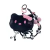Gato Kv de Peluche Cadena de Teléfono con Cuentas de Colores Correa de Teléfono Linda Llavero Creativo de Dibujos Animados Colgante Pequeño Correa para Mochila