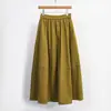 Saia Midi Lisa Clássica Vintage para Mulheres, Outono e Inverno, Cintura Alta Estilo Coreano Versátil Emagrecedora de Veludo Cotelê com Bolsos