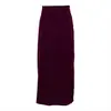 Moda Feminina Transfronteiriça Saia Midi Vinho Estilo Novo Primavera e Outono Simples Elegante Versátil Cintura Alta Saia de Cetim para Quadril