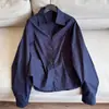 Novo estilo 2026, elegante, plissado, acinturado, camisa curta, cardigã de camisa, blusa feminina, atacado N6CT309