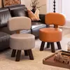 Banqueta para Cambiar Zapatos, Taburete de Cuero para Sentarse en Casa, Banqueta de Sofá para Entrada de Sala de Estar, Silla Suave con Respaldo, Banco de Madera Maciza, Taburete Bajo