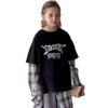 Camisetas Falsas de Dos Piezas para Niños Primavera y Otoño Manga Larga 2025 Nueva Ropa Infantil Estilo Coreano Moderna Fresca Camisa de Base con Manga de Cuadros