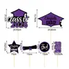 Bandera de jarrón para la temporada de graduación transfronteriza, 20 piezas, gorro de soltero, papel de respuesta, tarjeta de estrella de cinco puntas, accesorios para escenas, suministros para fiestas