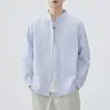 Camisa de manga larga 2026 moda primavera y otoño camisa de rayas para hombre chaqueta casual holgada versátil top chaqueta