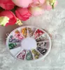 Adornos para uñas fruta arcilla blanda flores en forma de corazón 3 adornos para uñas diy pegatinas para uñas 12 cajas redondas