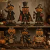 Enfeite de mesa de madeira vintage com acabamento desgastado em formato de abóbora para Halloween, para lareira e mesa, tema de outono e Halloween para ambientes internos