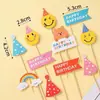 Decoraciones para Pasteles Estilo Coreano Ins Toppers Oso Dibujo Animado Feliz Cumpleaños Velas Cara Sonriente Girasol Banderines de Cumpleaños para Niños