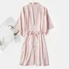 Camisón de seda de media manga para mujer, vestido de novia, cárdigan fino, vestido de novia, vestido de novia, color liso, sin palabras