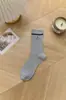 Calcetines Grises para Mujer, de Longitud Media hasta la Pantorrilla, Estilo Primavera y Verano, Calcetines Largos, Algodón Puro, Transpirables, Rayados Estilo Japonés, Estilo Verano Delgado, Calcetines Arrugados, Venta al por Mayor
