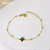 Pulsera Flor de Trébol de Cuatro Hojas de Circonia de Colores, Sensación de Lujo Ligero y Alta Gama, Joyería de Pulsera Ajustable para Mujer de Acero de Titanio 316