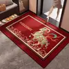 Nuevo felpudo de estilo chino con estampado colorido y temática de ovejas, con base roja, que incluye un mensaje de bienvenida en inglés, adecuado para uso doméstico, entrada, a prueba de polvo, resistente al desgaste y festivo para la puerta principal