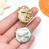 Vacaciones en Isla Estilo Pintura al Óleo Palmera Estrella de Mar Concha Goteo de Aceite Colgante de Aleación Collar DIY Hecho a Mano Amazon