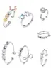 Anillo Giratorio de Plata Tailandesa para la Ansiedad Anillo para el Dedo Índice Multi-Círculo Cuentas de Transferencia Auspicioso Transferencia Moda Coreana Regalo para Novia