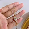 Colar Feminino Titânio Aço Retro Chave Ins Cobre Microincrustação Banho de Ouro Real Elegante Pingente Franja Corrente Clavícula Corrente de Lã