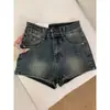 Shorts de mezclilla retro americanos para mujer, nuevo estilo de verano 2026, de cintura alta, elásticos, para petite, ajustados, de corte A, hot pants para chicas a la moda